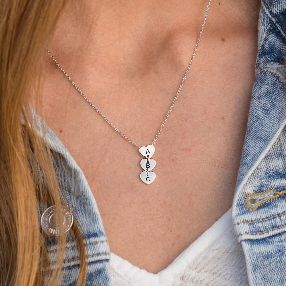 WEPRINTMENecklaceCustom Three Letters Heart Pendant Necklace