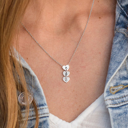WEPRINTMENecklaceCustom Three Letters Heart Pendant Necklace