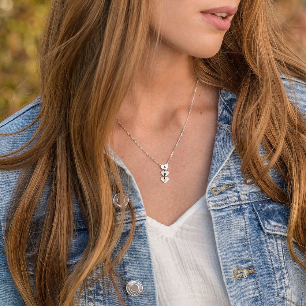 WEPRINTMENecklaceCustom Three Letters Heart Pendant Necklace