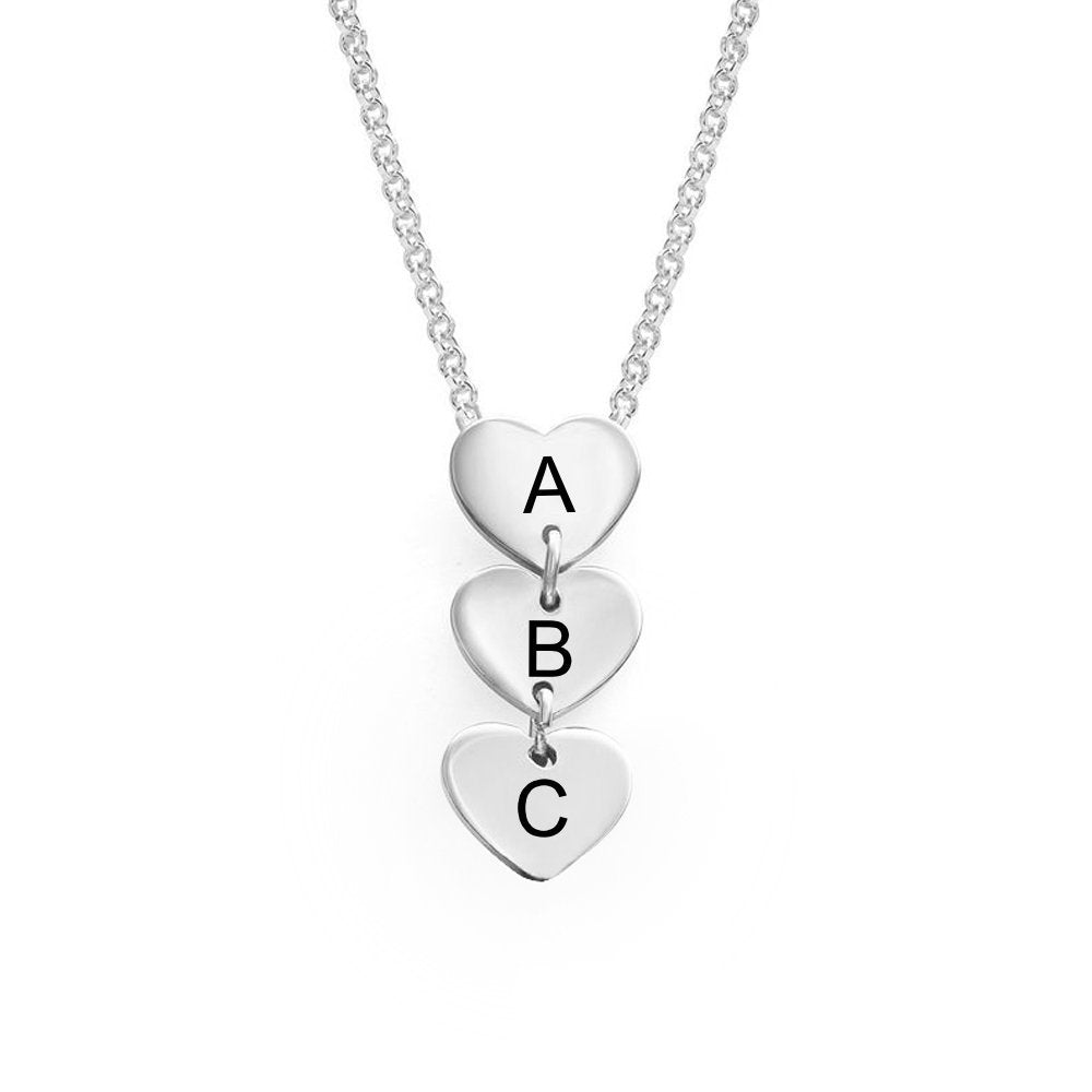 WEPRINTMENecklaceCustom Three Letters Heart Pendant Necklace