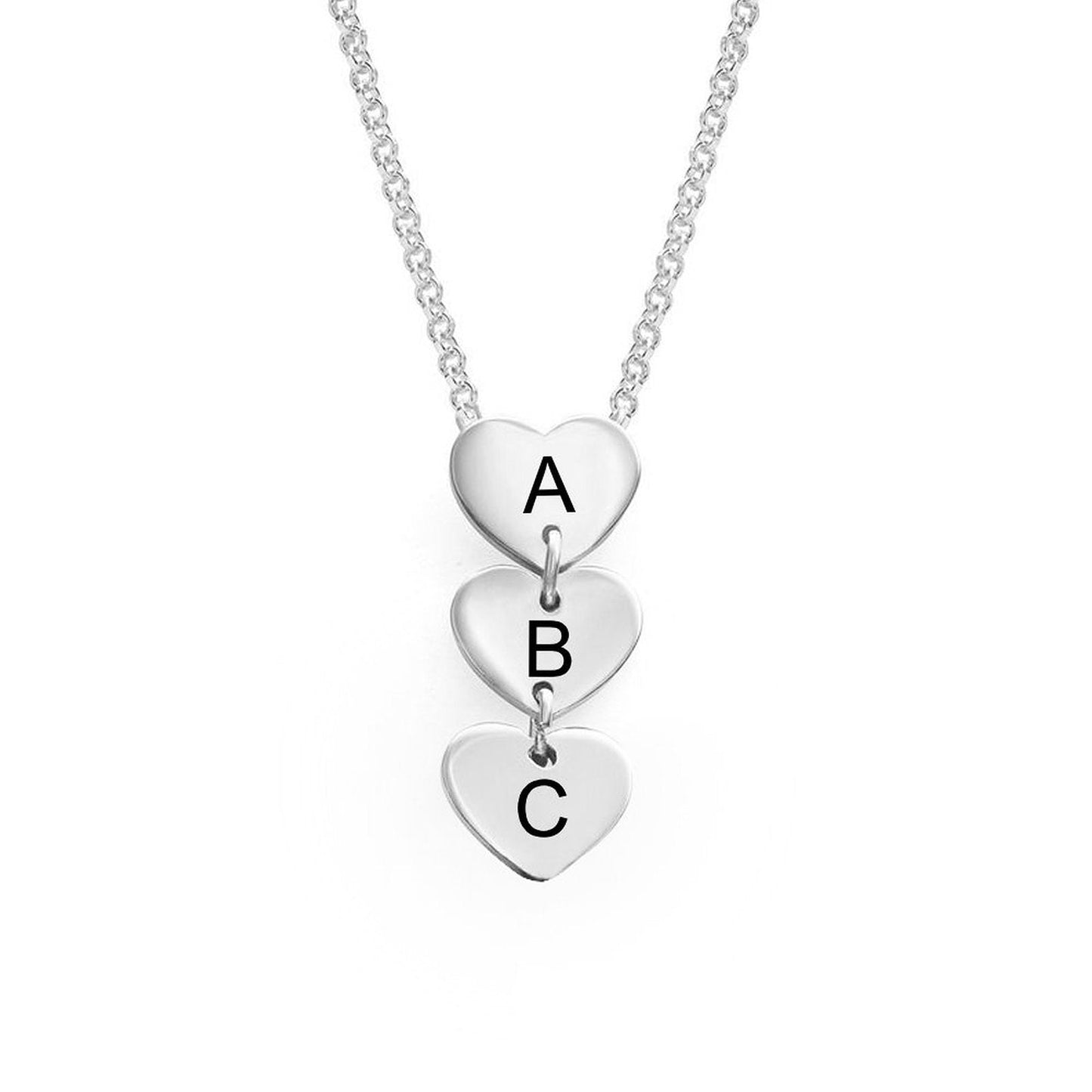 WEPRINTMENecklaceCustom Three Letters Heart Pendant Necklace