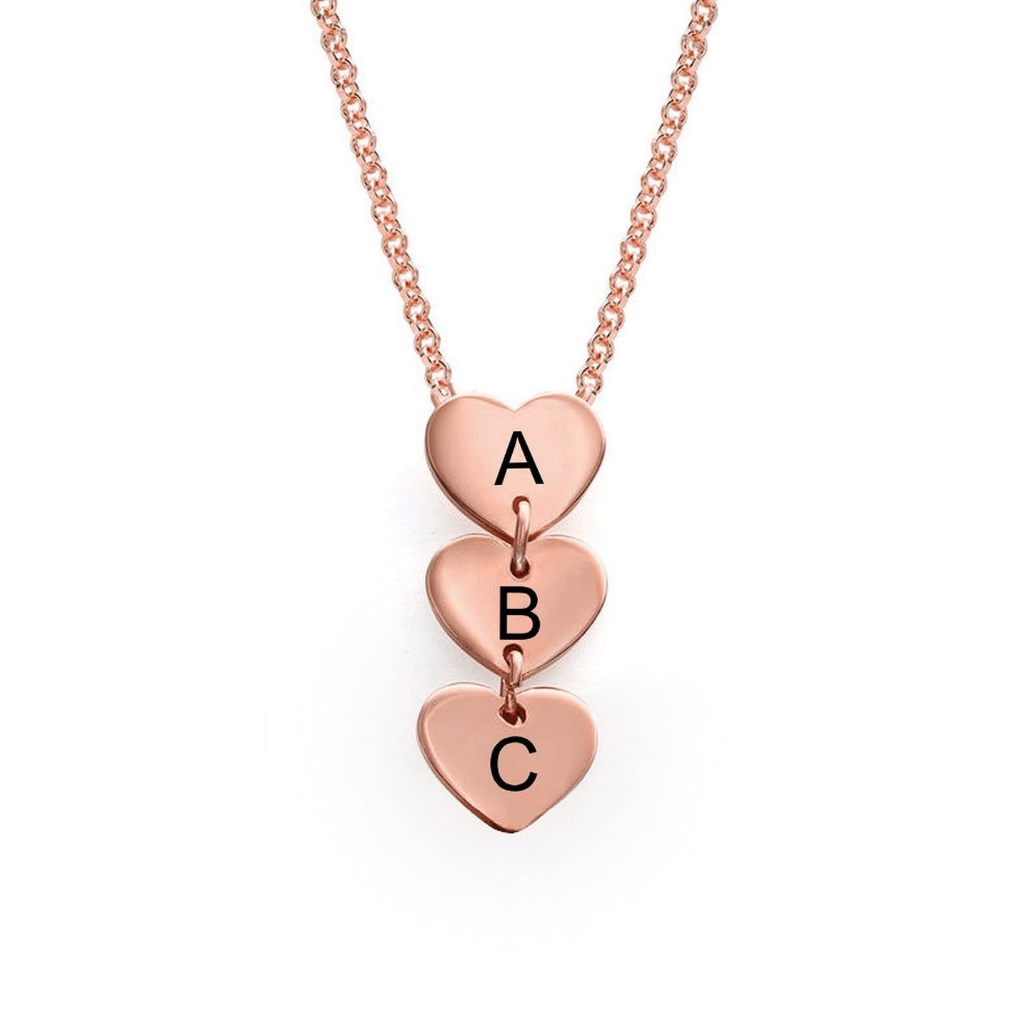WEPRINTMENecklaceCustom Three Letters Heart Pendant Necklace