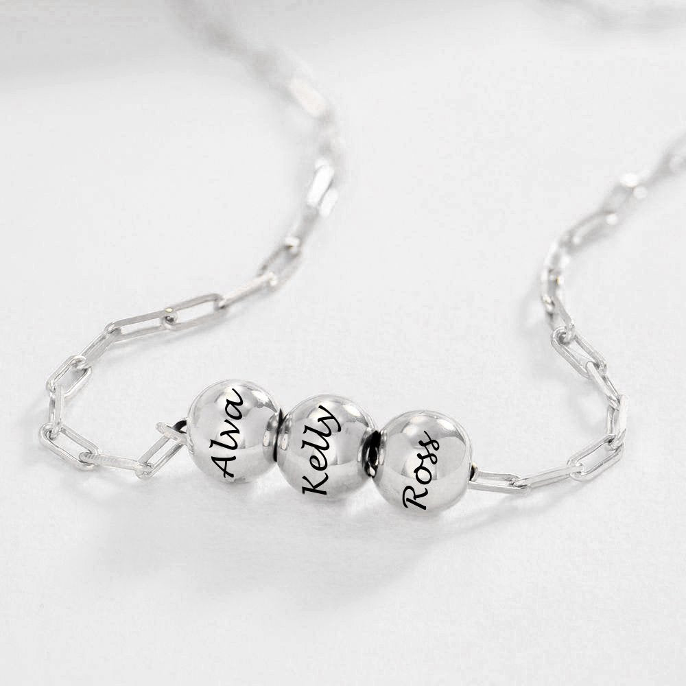 WEPRINTMENecklaceCustom Three Texts Bead Necklace