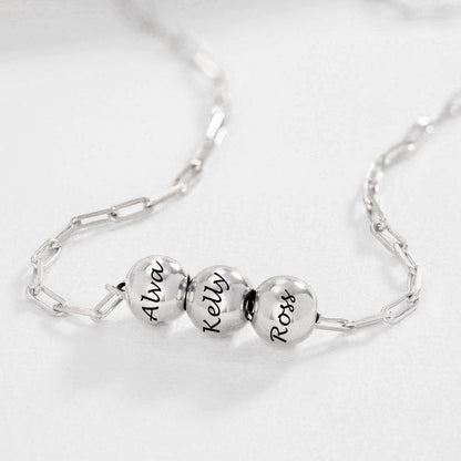 WEPRINTMENecklaceCustom Three Texts Bead Necklace
