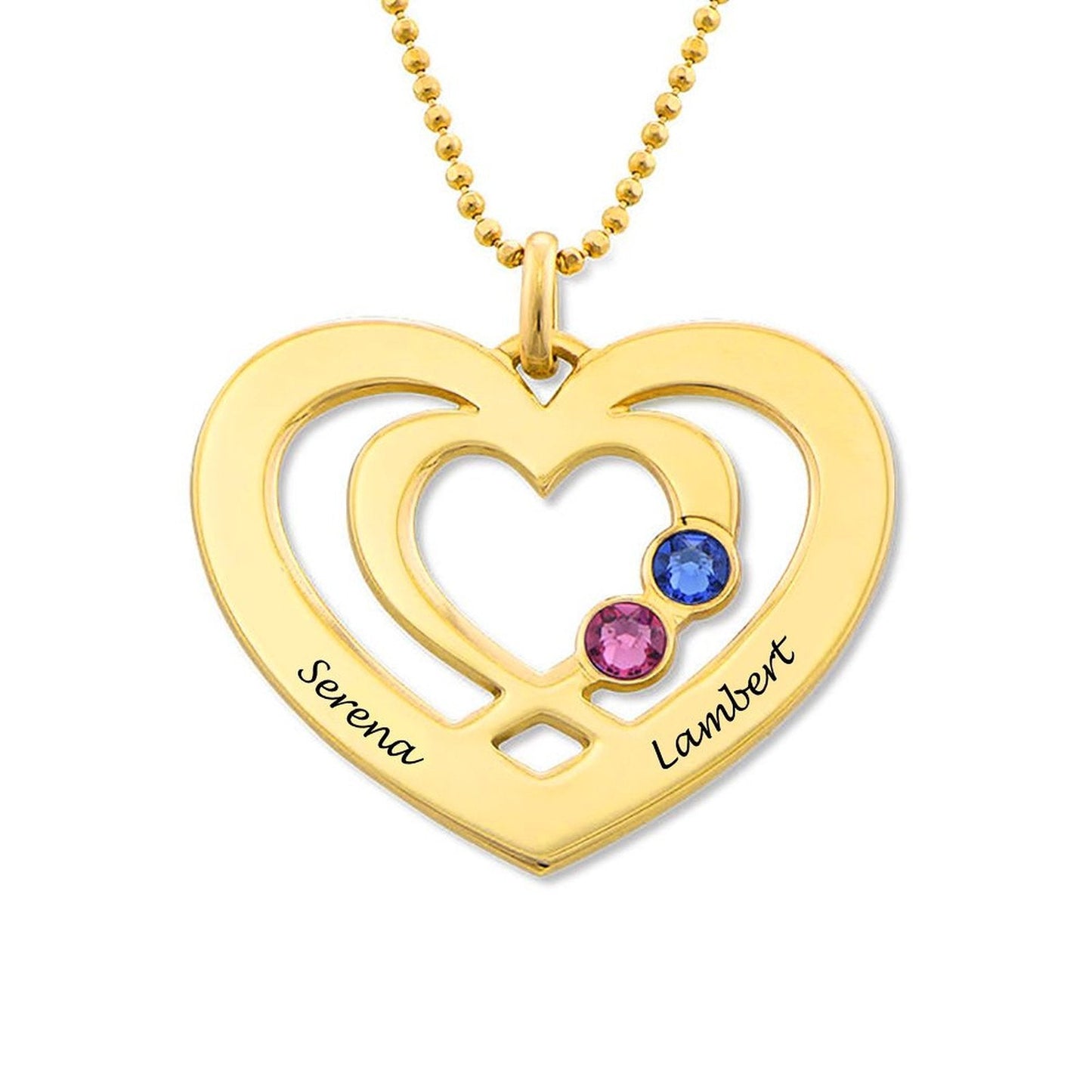WEPRINTMENecklaceCustom Two Names Diamond Heart Necklace