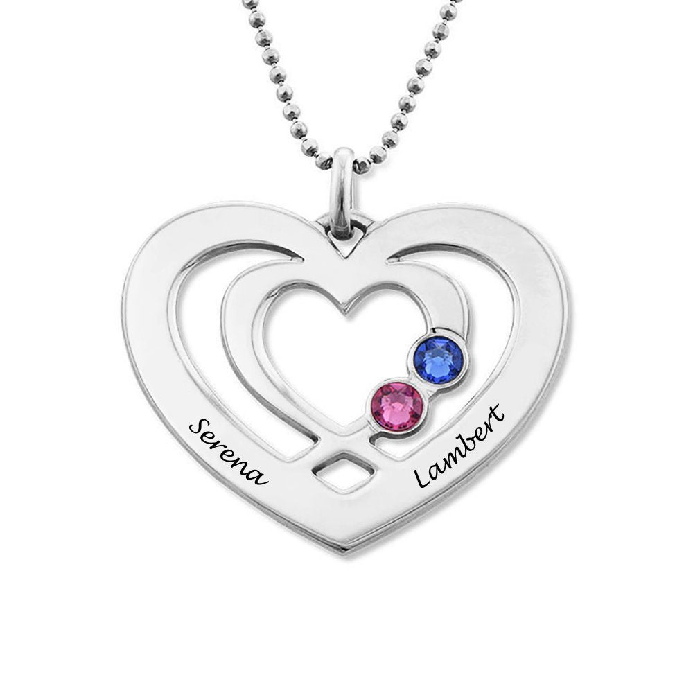 WEPRINTMENecklaceCustom Two Names Diamond Heart Necklace