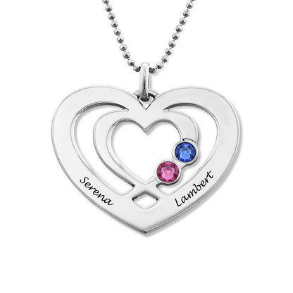 WEPRINTMENecklaceCustom Two Names Diamond Heart Necklace