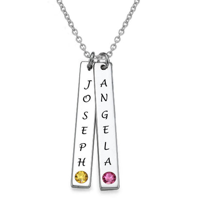 WEPRINTMENecklaceCustom Two Texts Double Bar Necklace