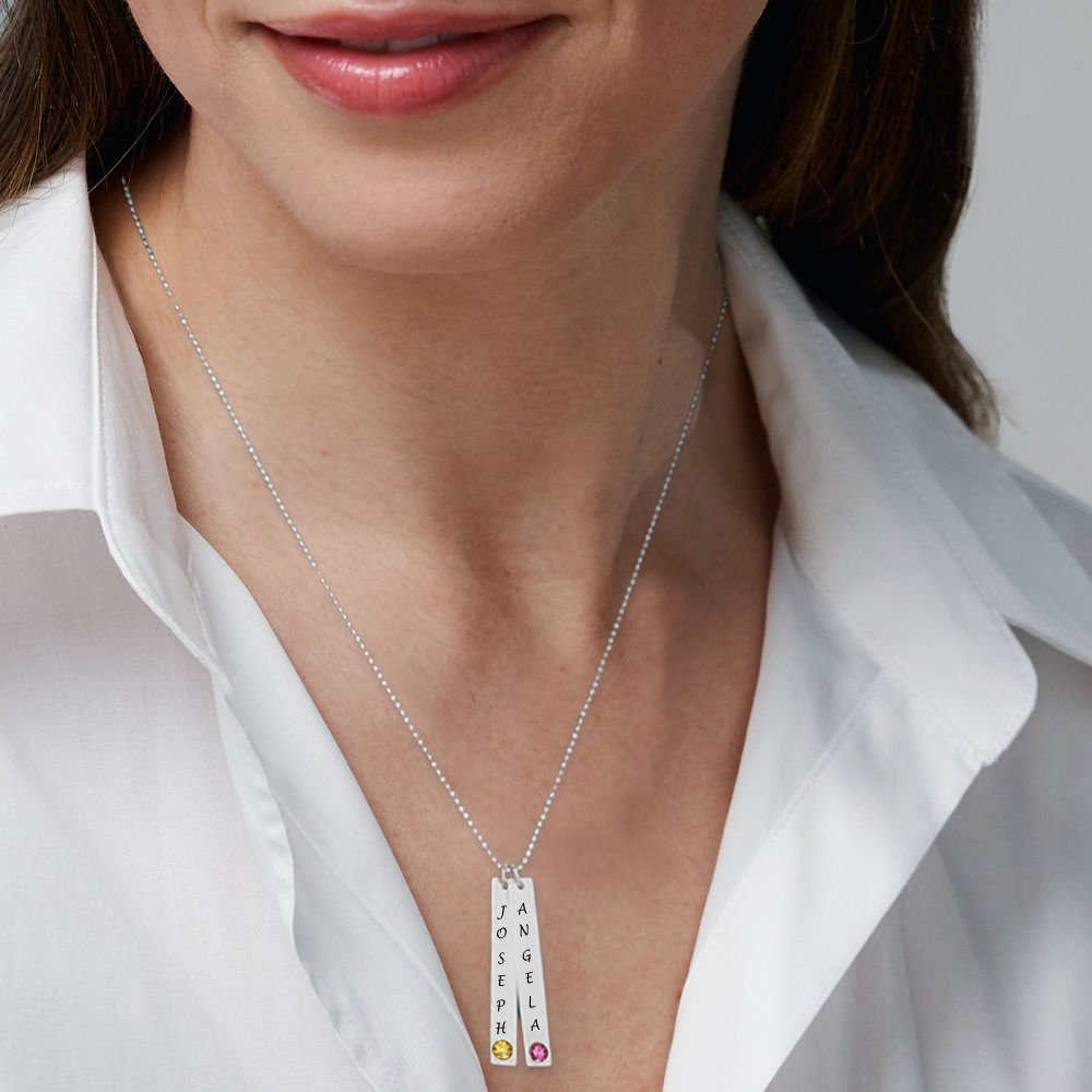 WEPRINTMENecklaceCustom Two Texts Double Bar Necklace