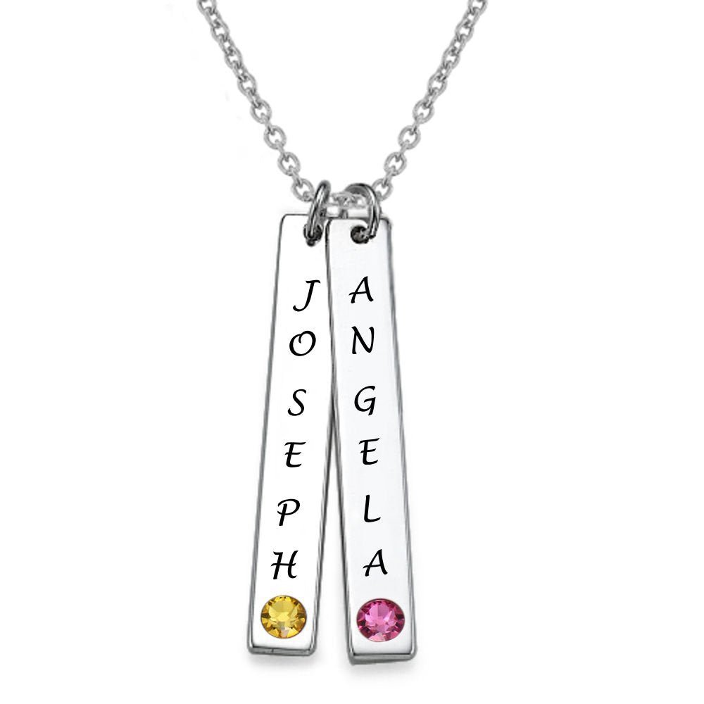 WEPRINTMENecklaceCustom Two Texts Double Bar Necklace