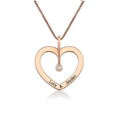 WEPRINTMENecklacesCutom Name Heart Shaped Diamond Necklace