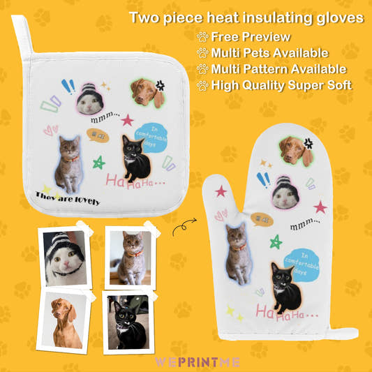 WePrintMeOven Mitts SetCustom Pet Face Lovely Oven Mitts and Pot Holders Sets