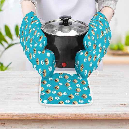 WePrintMeOven Mitts SetCustom Pet Face Oven Mitts and Pot Holders Sets