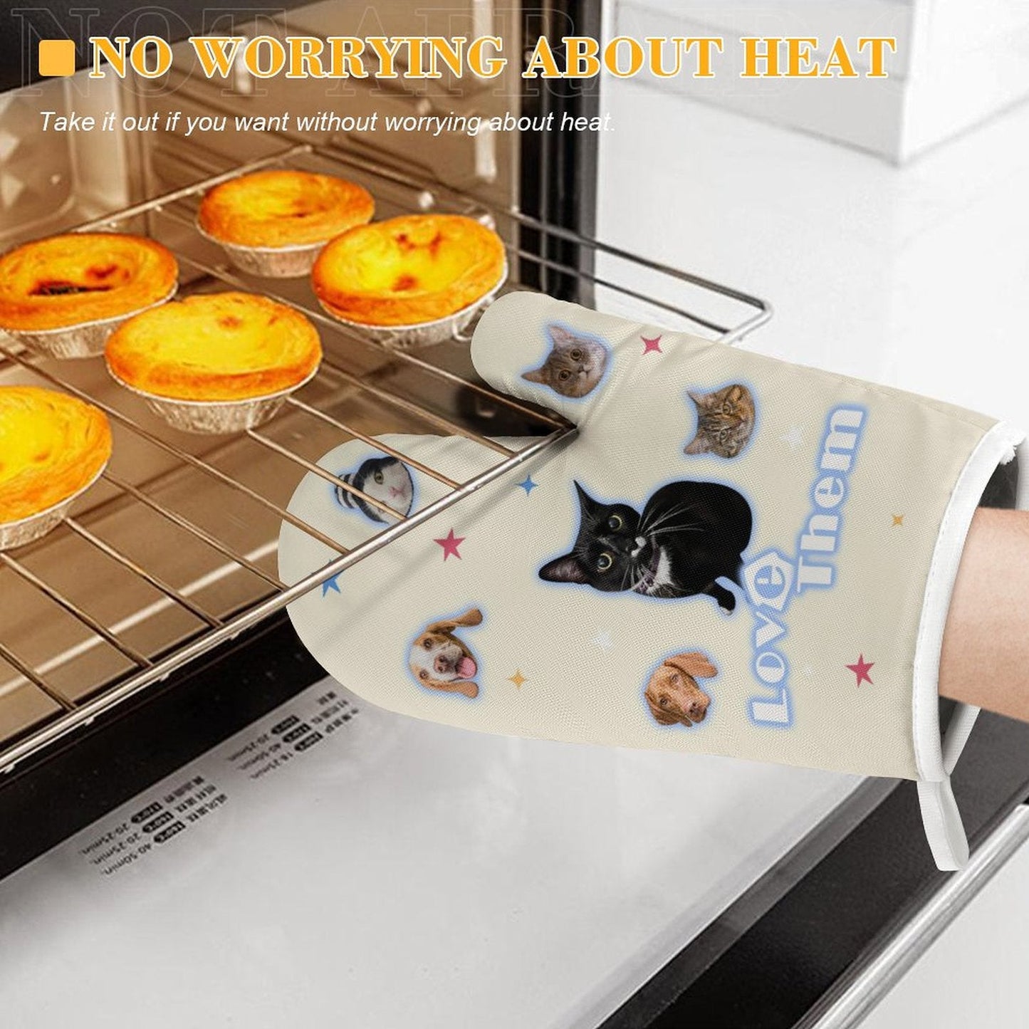 WEPRINTMEOven Mitts SetCustom Pet Face Star Oven Mitts and Pot Holders Sets