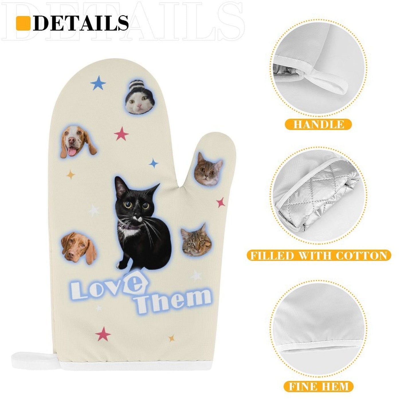 WEPRINTMEOven Mitts SetCustom Pet Face Star Oven Mitts and Pot Holders Sets