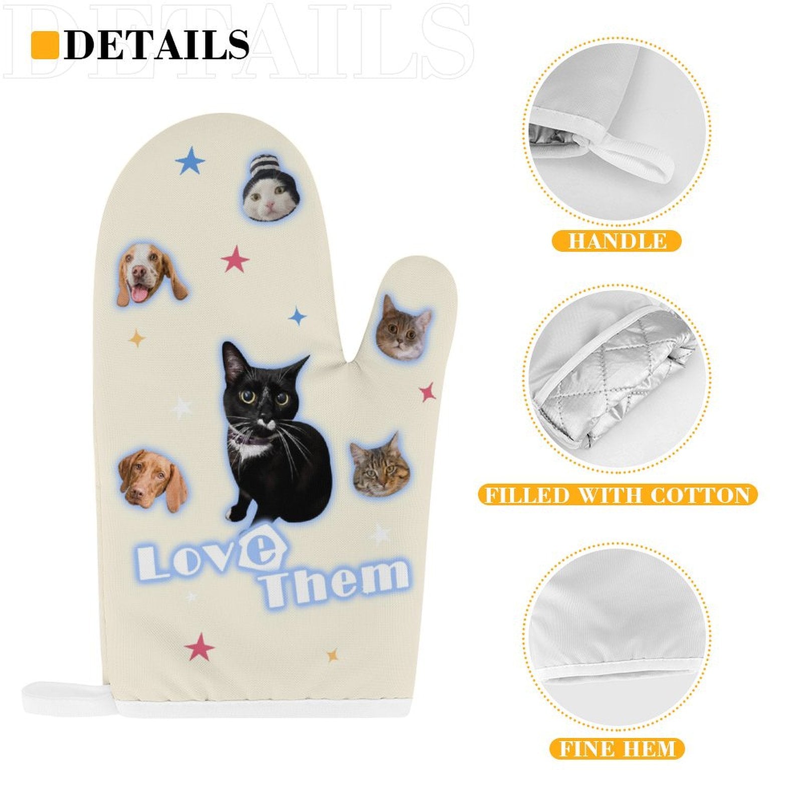 WEPRINTMEOven Mitts SetCustom Pet Face Star Oven Mitts and Pot Holders Sets