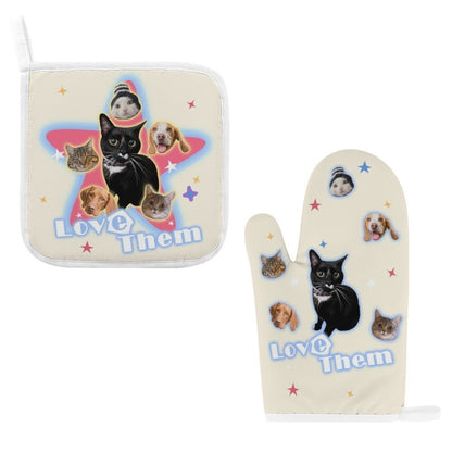 WEPRINTMEOven Mitts SetCustom Pet Face Star Oven Mitts and Pot Holders Sets