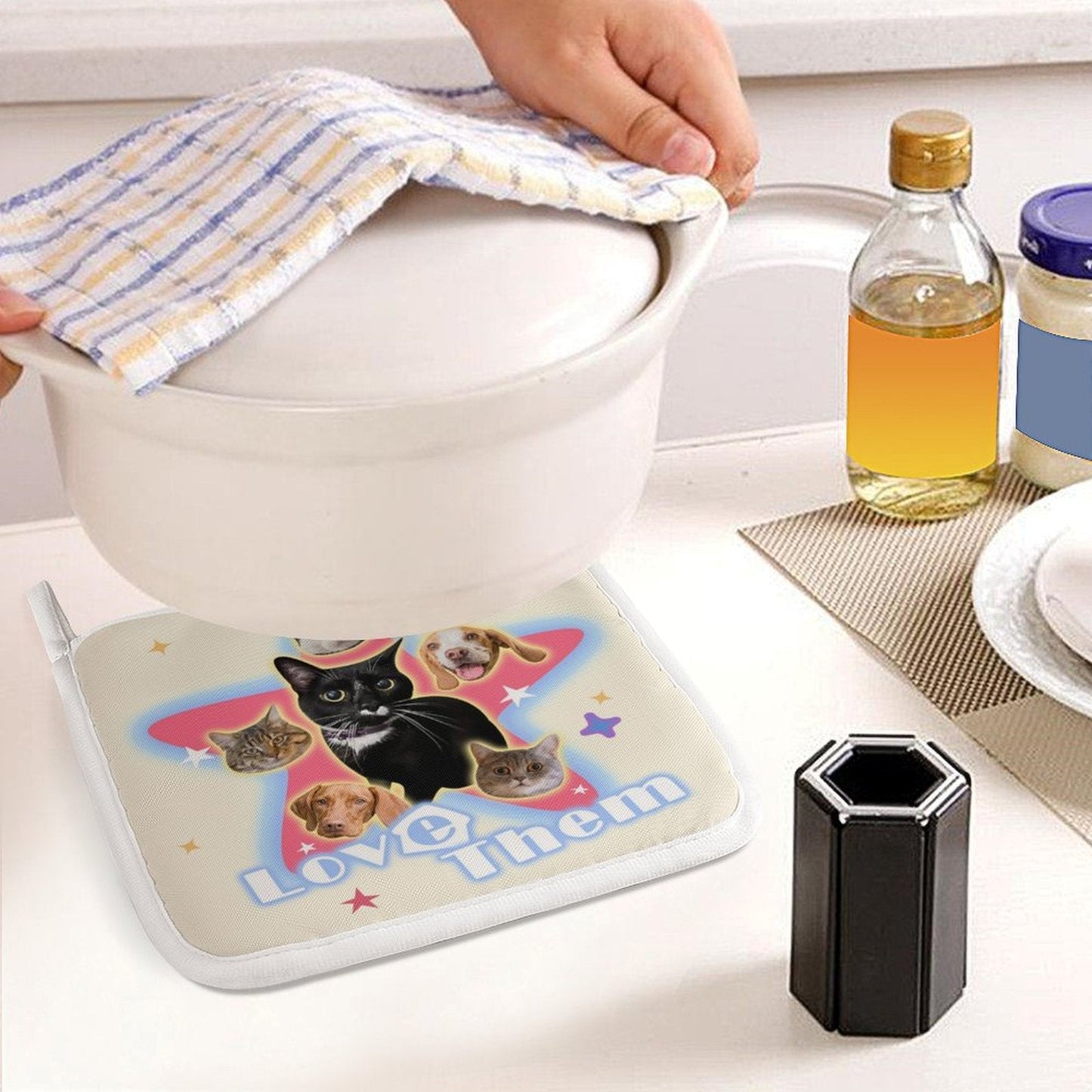 WEPRINTMEOven Mitts SetCustom Pet Face Star Oven Mitts and Pot Holders Sets