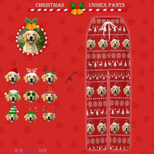 WePrintMePajama PantsCustom Pet Face Pajama Pants Christmas Pants