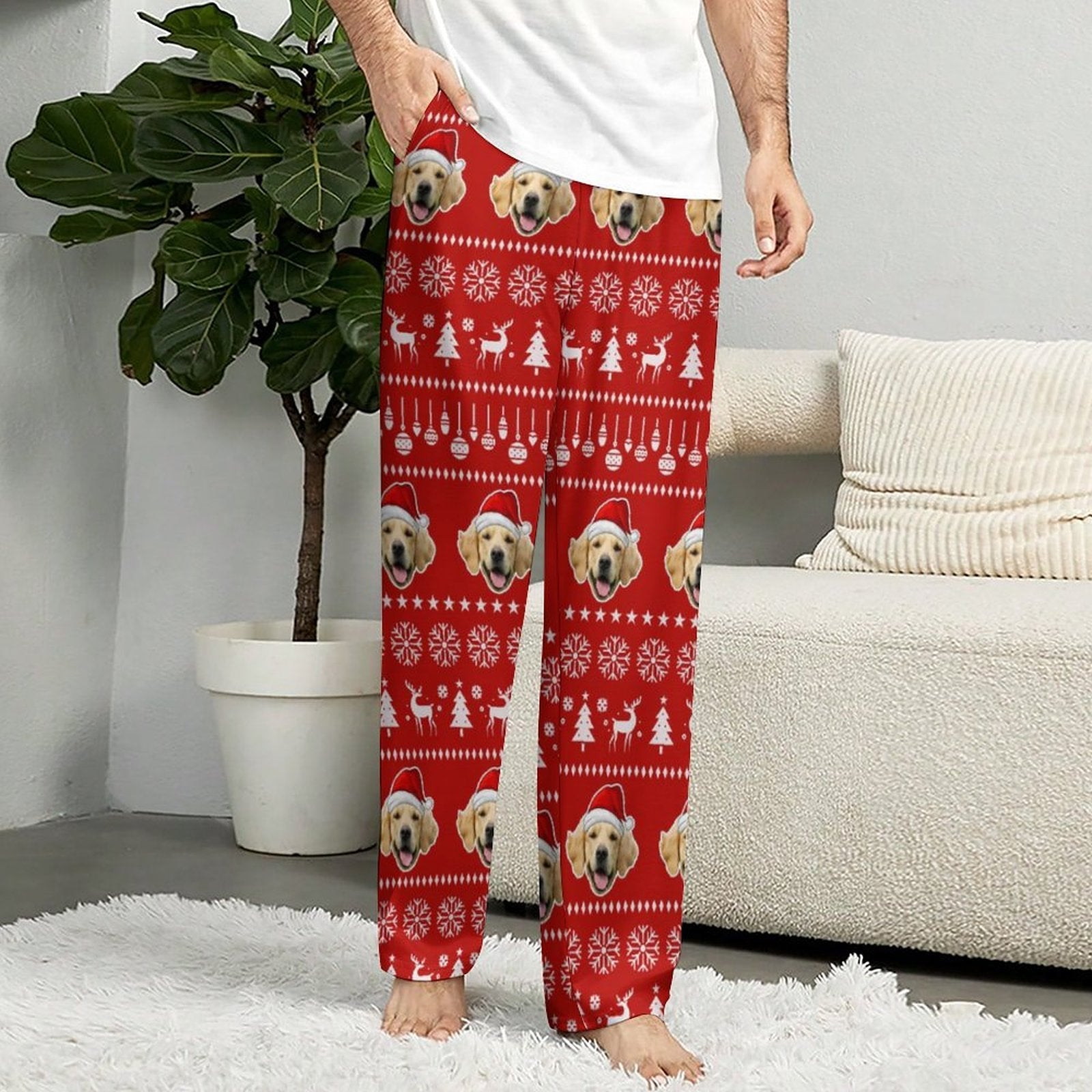WEPRINTMEPajama PantsCustom Pet Face Pajama Pants Christmas Pants