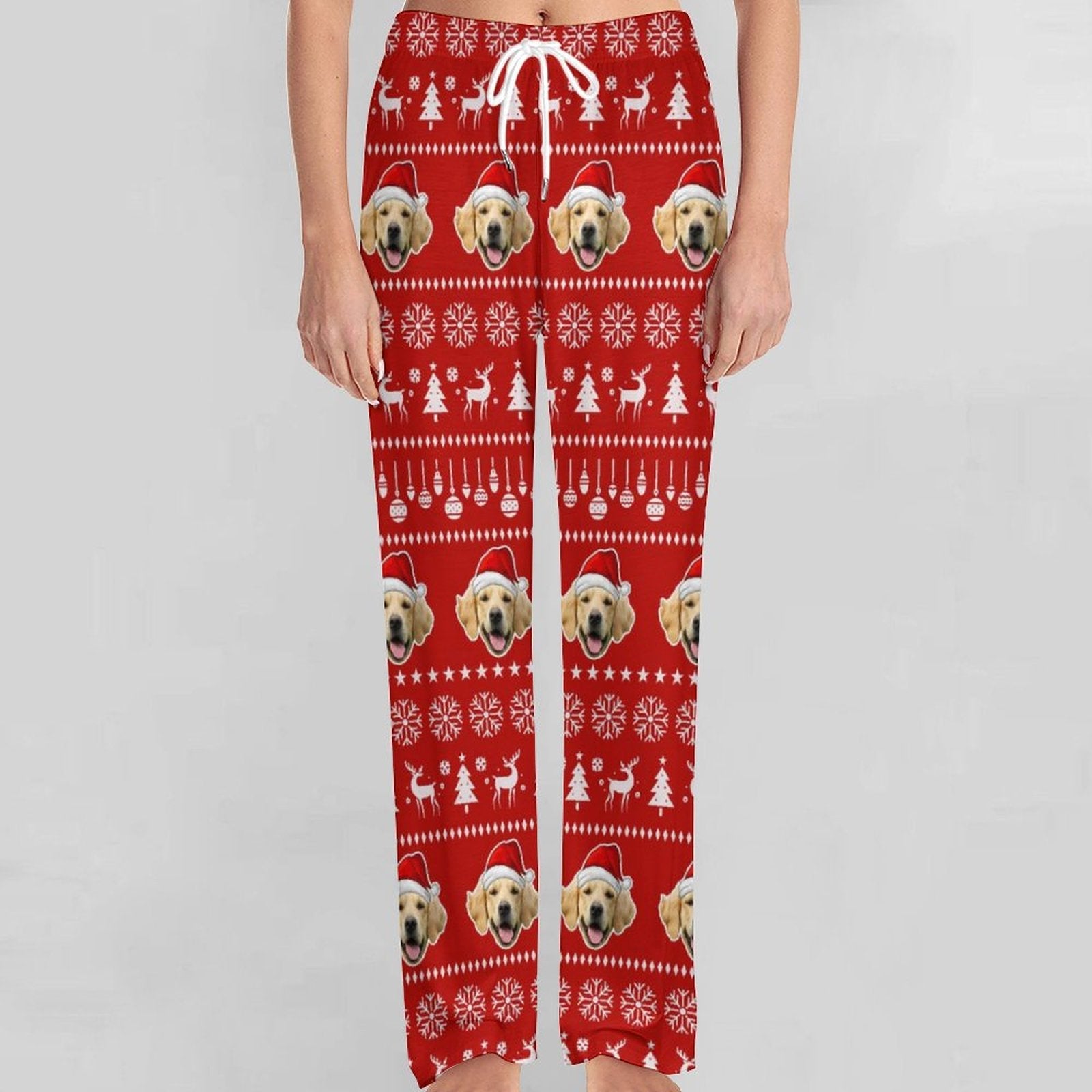WEPRINTMEPajama PantsCustom Pet Face Pajama Pants Christmas Pants