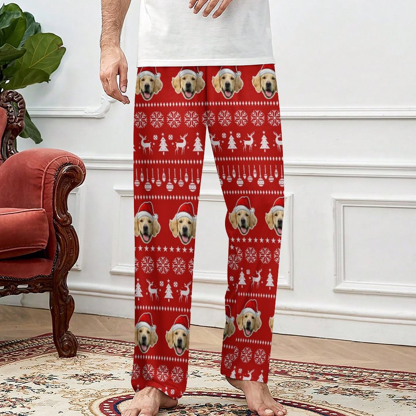 WEPRINTMEPajama PantsCustom Pet Face Pajama Pants Christmas Pants