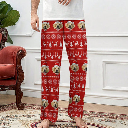 WEPRINTMEPajama PantsCustom Pet Face Pajama Pants Christmas Pants
