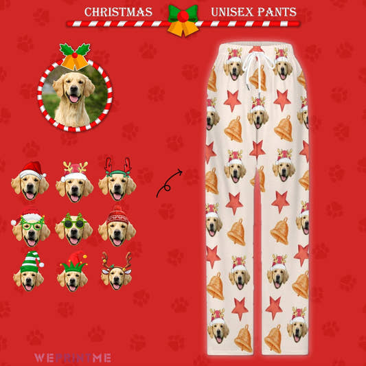 WePrintMePajama PantsCustom Pet Face Pajama Pants Stars Christmas Pants