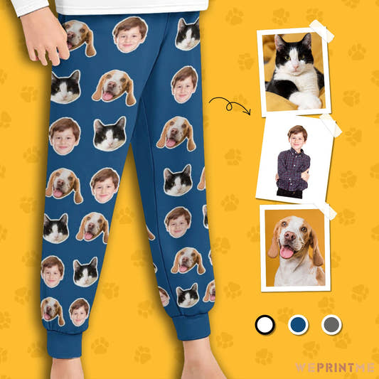 WePrintMePajama PantsCustom Pet Kids Pants Face Pajama Pants