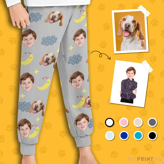 WePrintMePajama PantsCustom Pet Kids Pants Good Night Face Pajama Pants