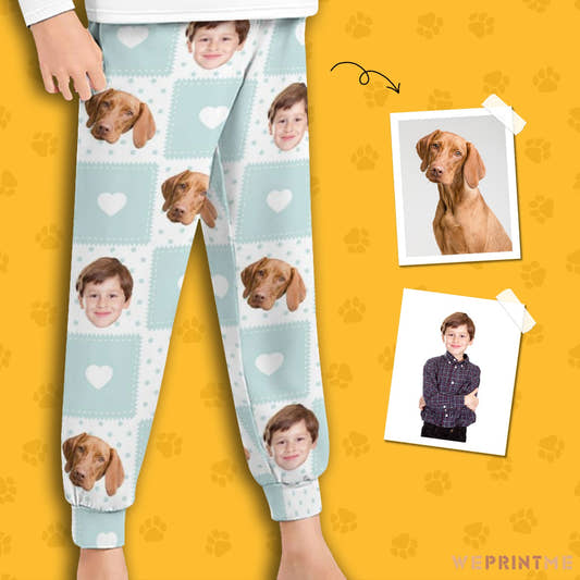 WePrintMePajama PantsCustom Pet Kids Pants Heart Block Pajama Pants