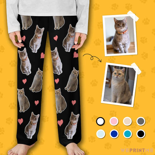 WePrintMePajama PantsCustom Pet Kids Pants Heart Pet Pajama Pants