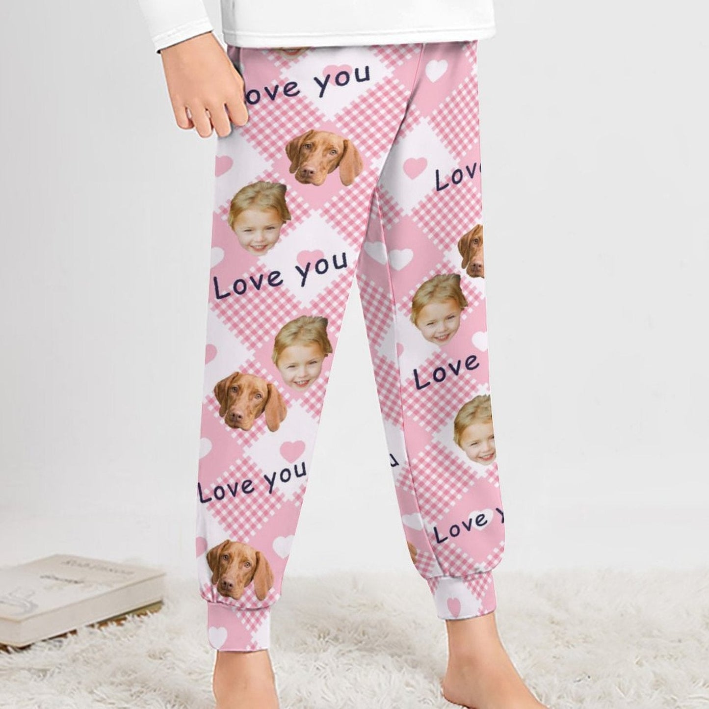 WEPRINTMEPajama PantsCustom Pet Kids Pants Love You Face Pajama Pants
