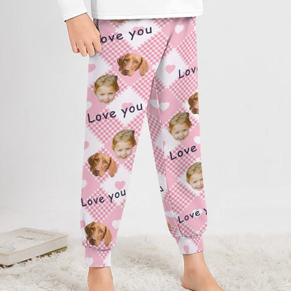 WEPRINTMEPajama PantsCustom Pet Kids Pants Love You Face Pajama Pants