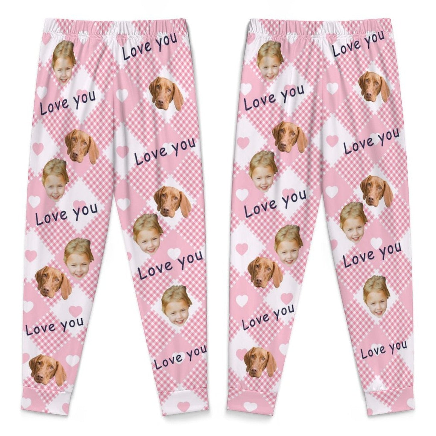 WEPRINTMEPajama PantsCustom Pet Kids Pants Love You Face Pajama Pants