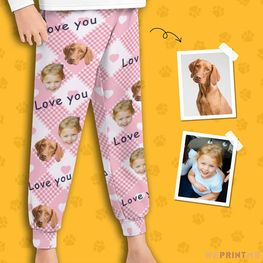 WePrintMePajama PantsCustom Pet Kids Pants Love You Face Pajama Pants