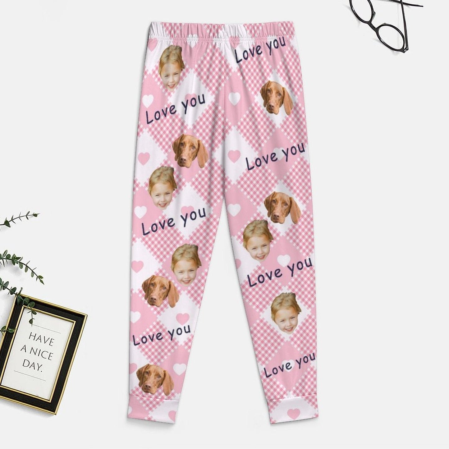 WEPRINTMEPajama PantsCustom Pet Kids Pants Love You Face Pajama Pants
