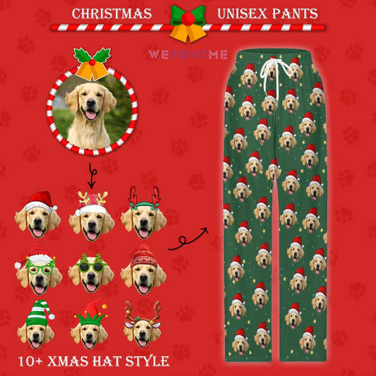 WePrintMePajama PantsCustom Pet Pajama Pants Green Star Christmas Pants