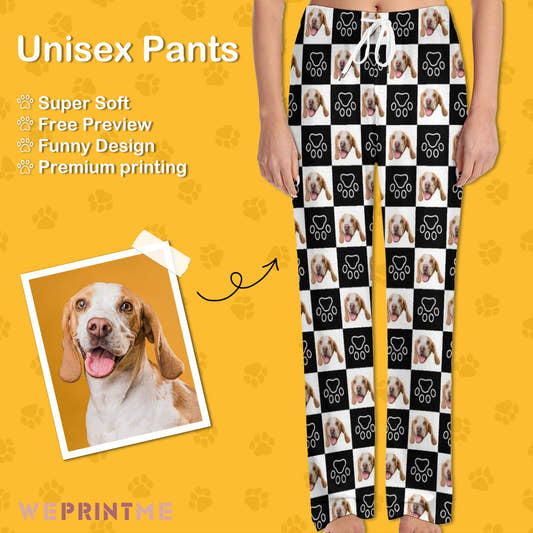 WePrintMePajama PantsPersonalized Pet Pants Black and White Pet Unisex Pajama Pants
