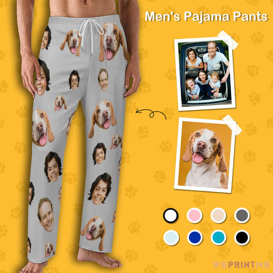 WePrintMePajama PantsPersonalized Pet Pants Face Everywhere Face Pajama Pants