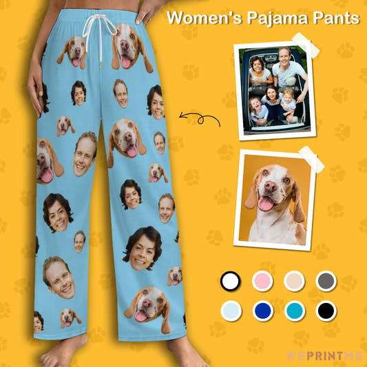 WePrintMePajama PantsPersonalized Pet Pants Face Everywhere Face Pajama Pants