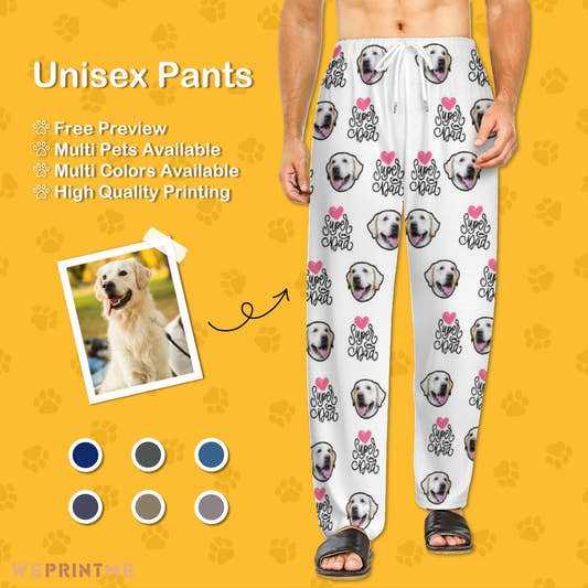 WePrintMePajama PantsPersonalized Pet Pants Face Love Dad Unisex Pajama Pants
