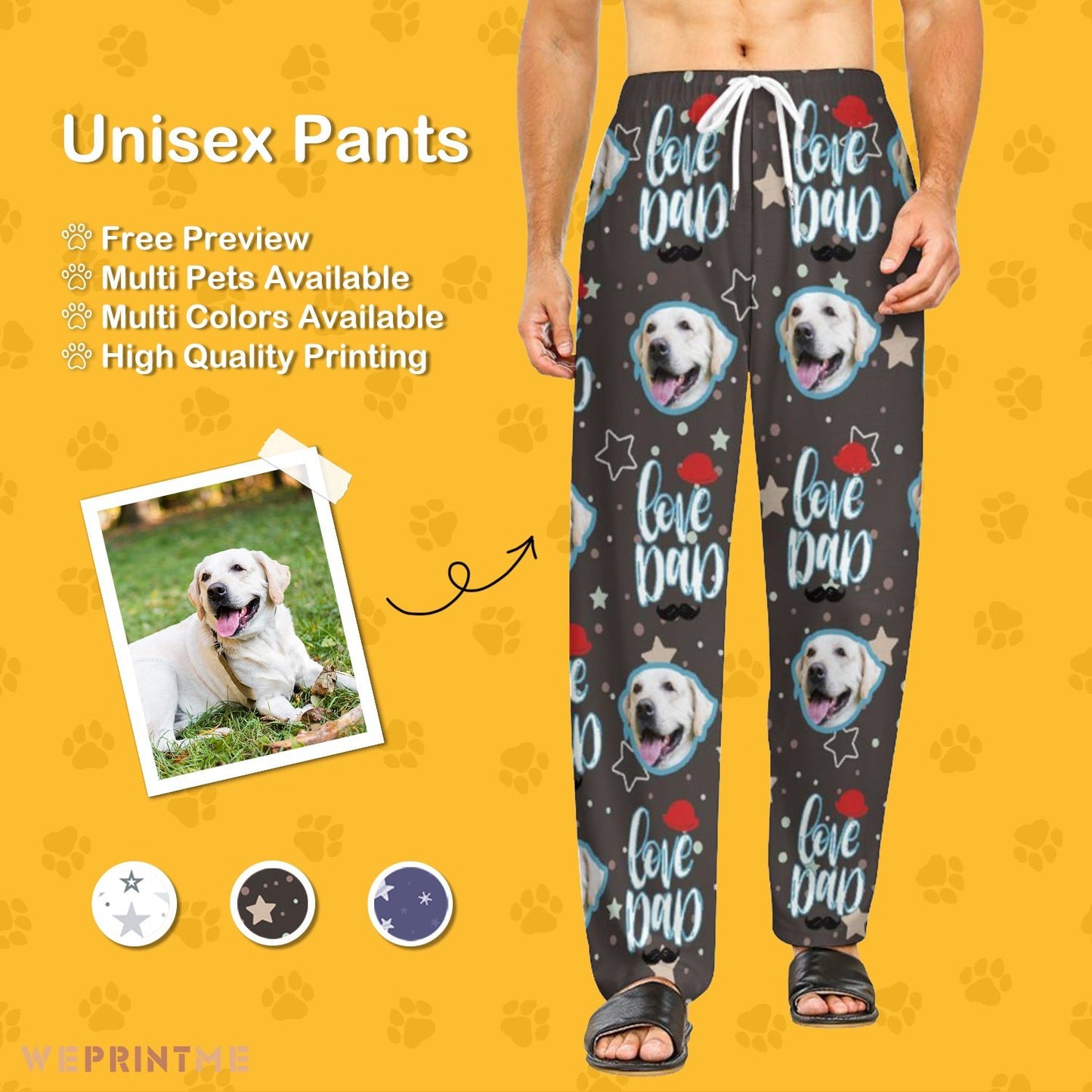 WEPRINTMEPajama PantsPersonalized Pet Pants Face Love Dad Unisex Pajama Pants