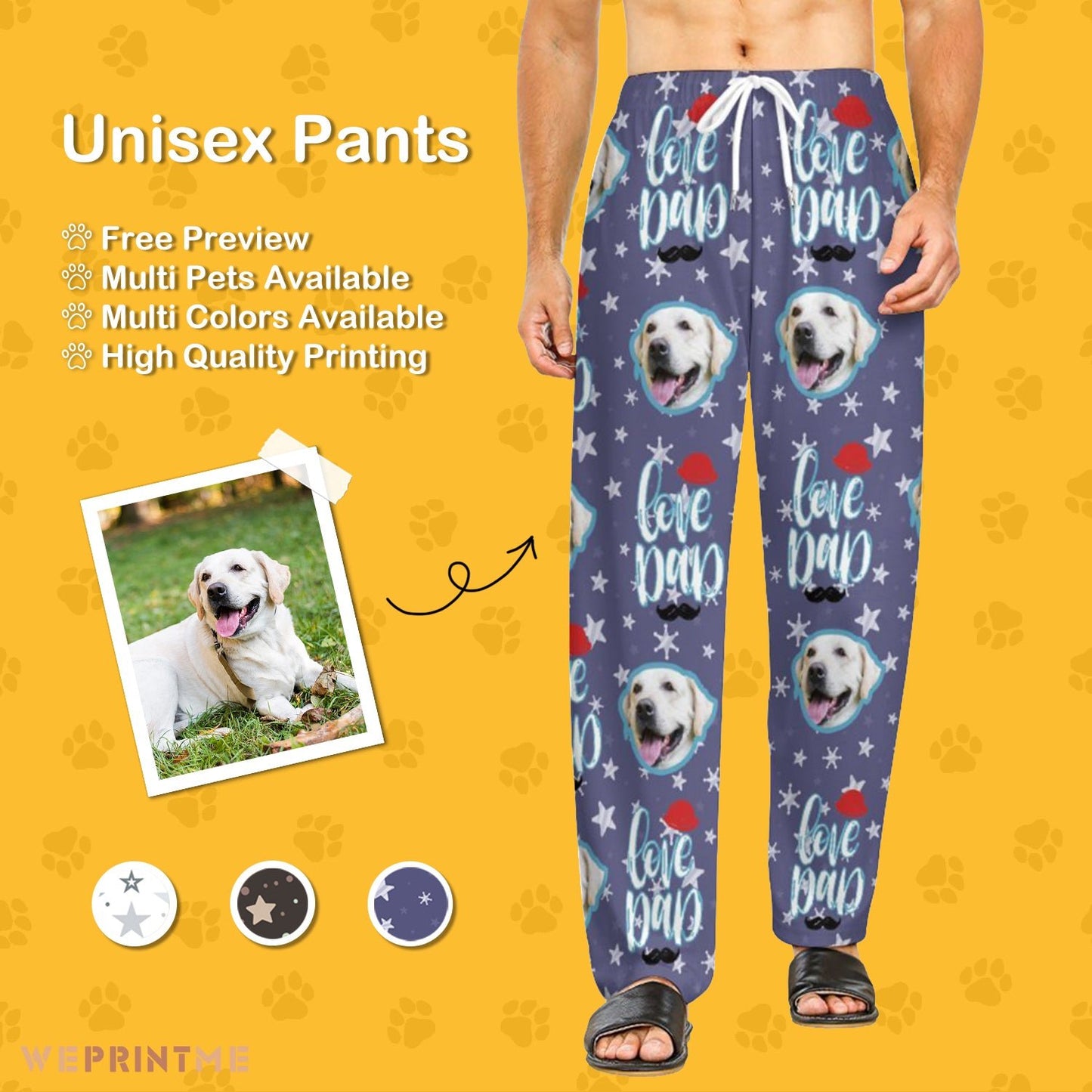 WEPRINTMEPajama PantsPersonalized Pet Pants Face Love Dad Unisex Pajama Pants