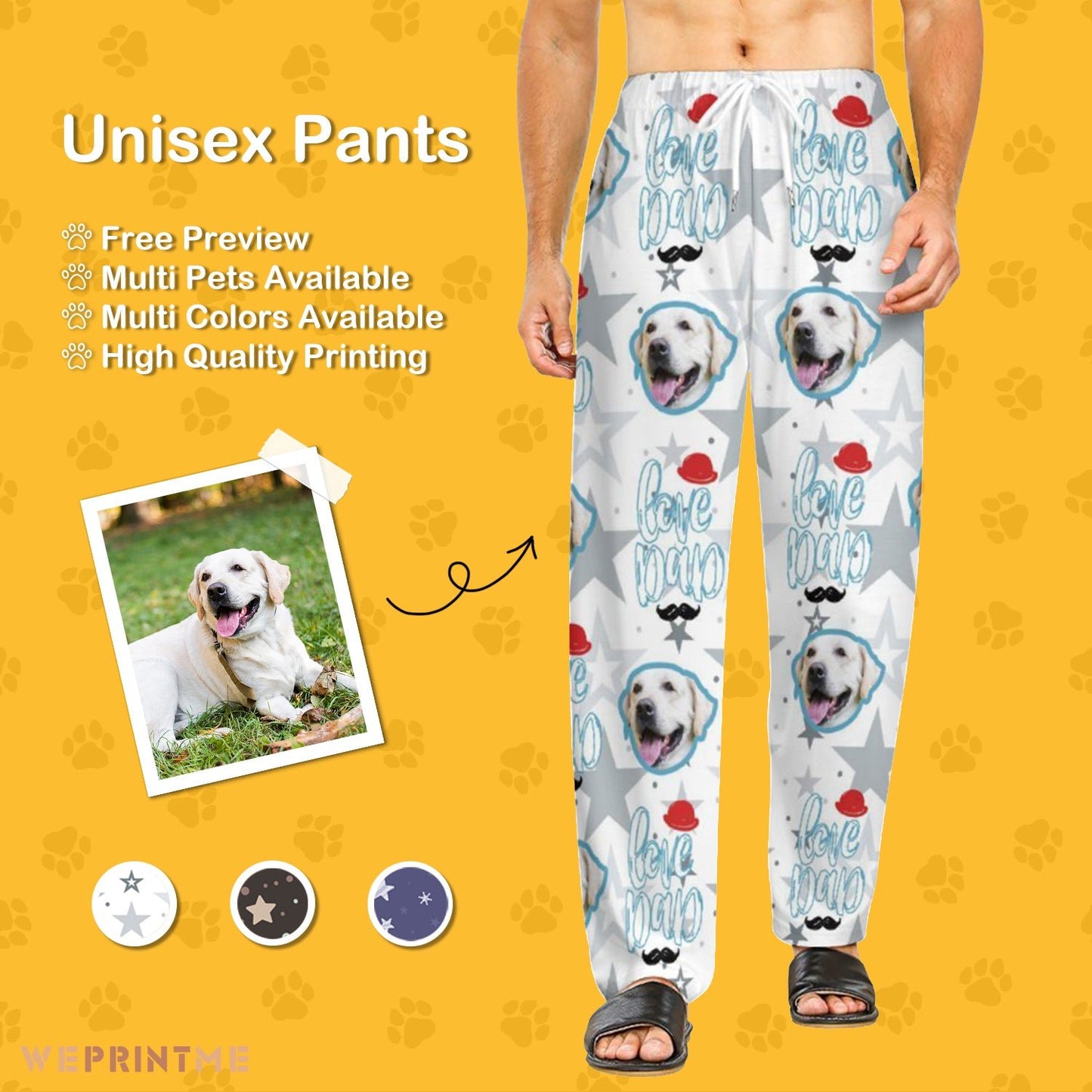 WEPRINTMEPajama PantsPersonalized Pet Pants Face Love Dad Unisex Pajama Pants