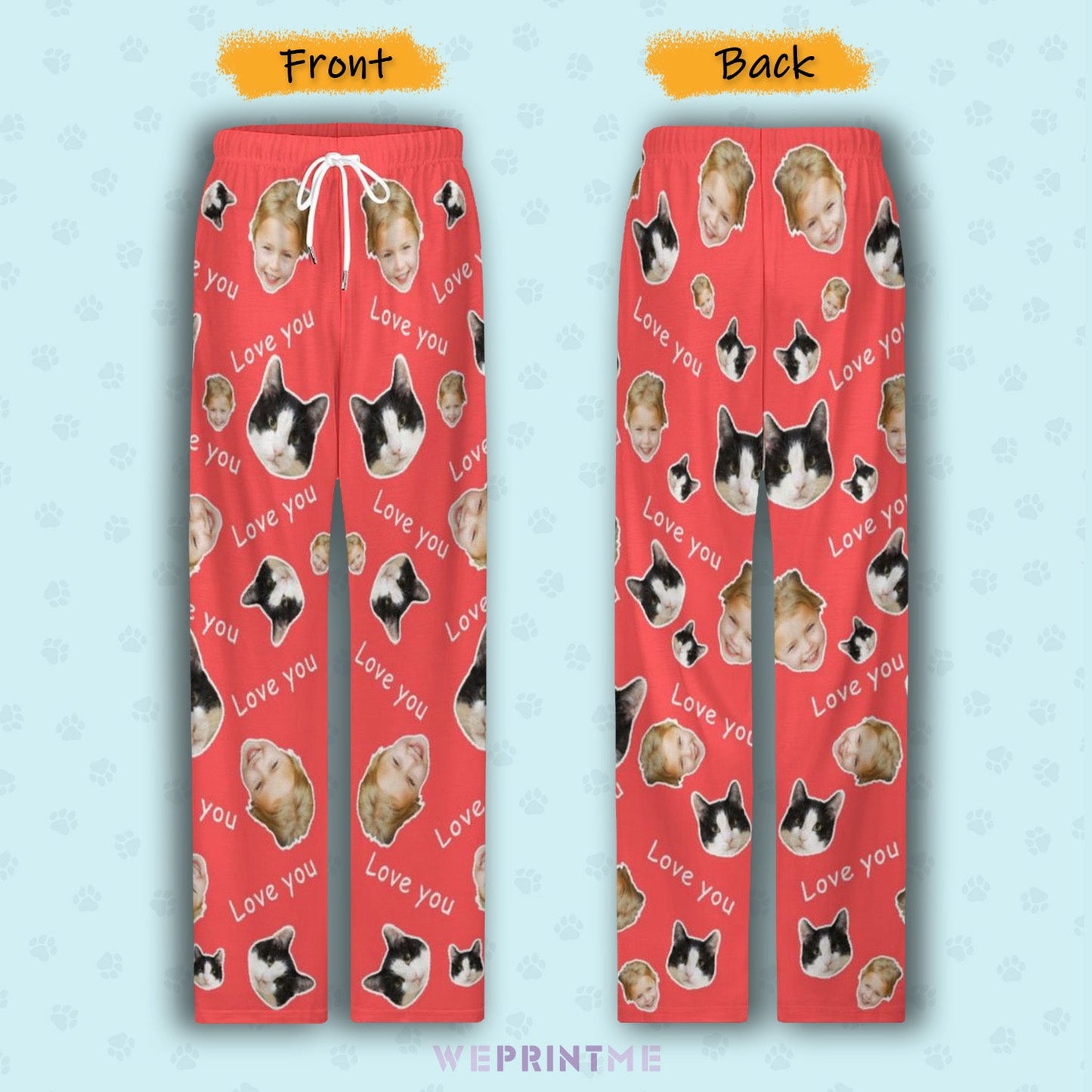 WEPRINTMEPajama PantsPersonalized Pet Pants Love You Face Pajama Pants