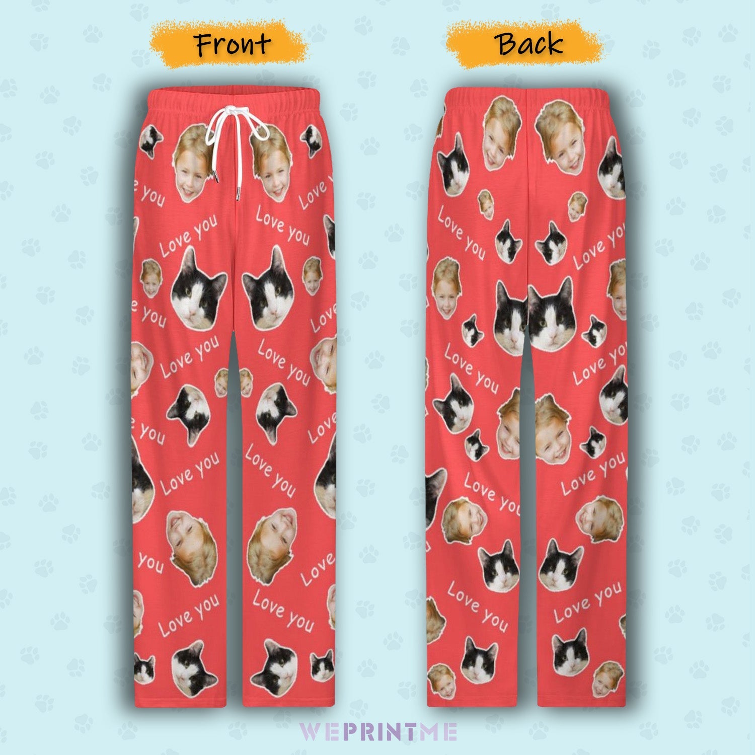 WEPRINTMEPajama PantsPersonalized Pet Pants Love You Face Pajama Pants