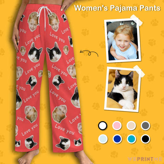 WePrintMePajama PantsPersonalized Pet Pants Love You Face Pajama Pants