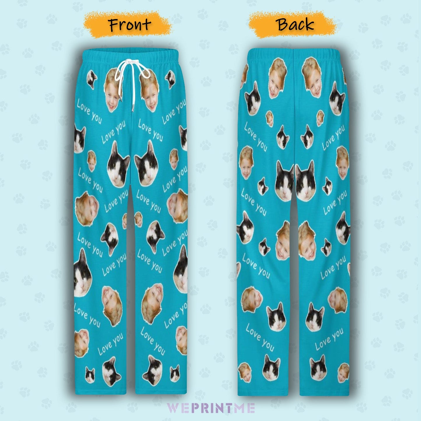 WEPRINTMEPajama PantsPersonalized Pet Pants Love You Face Pajama Pants