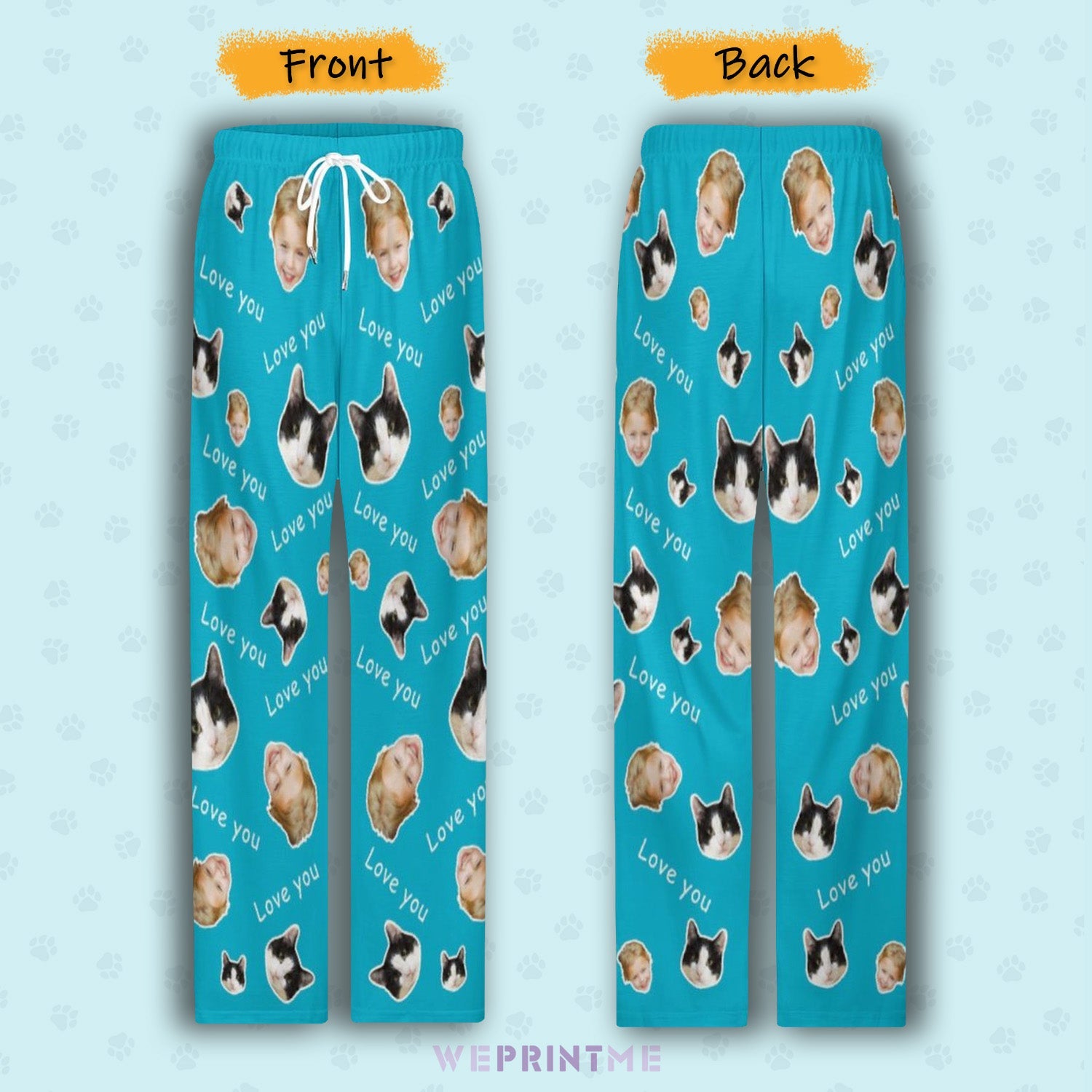 WEPRINTMEPajama PantsPersonalized Pet Pants Love You Face Pajama Pants